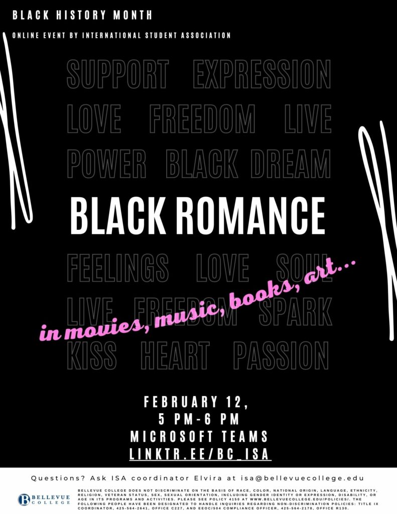 Informative flyer for the Black Romance event