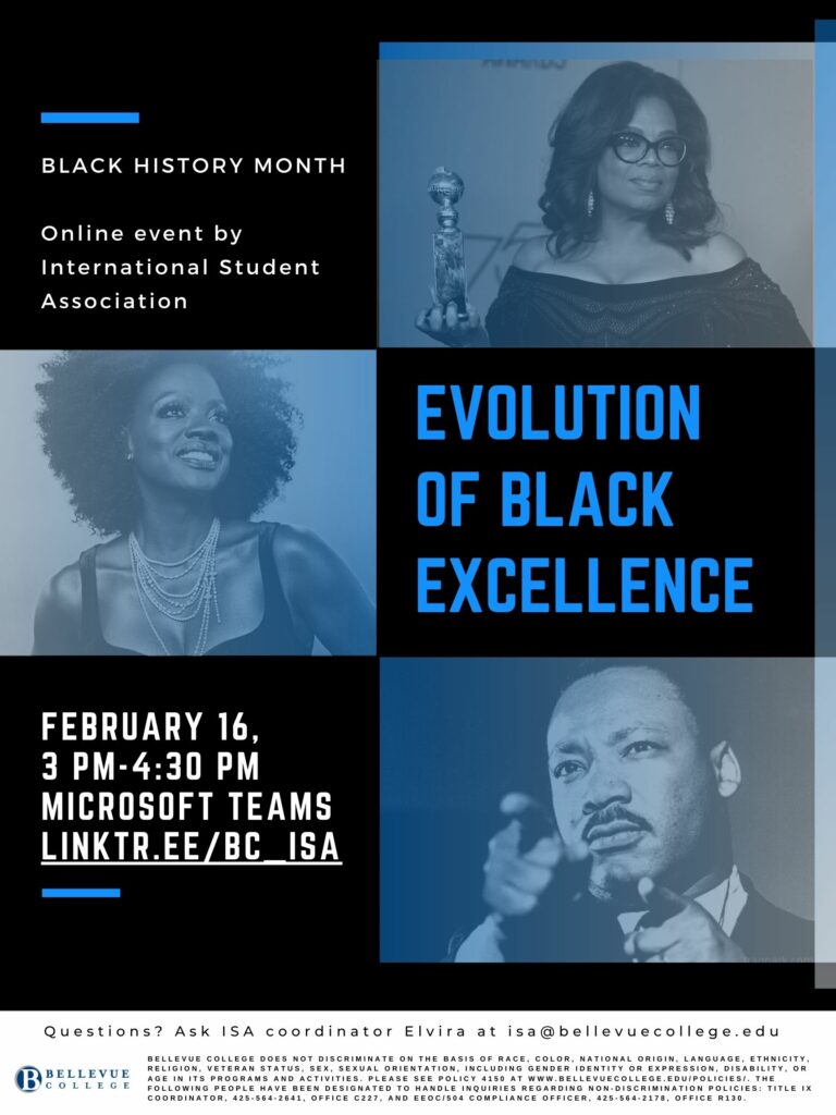 Informative flyer for the Evolution of Black Excellence event
