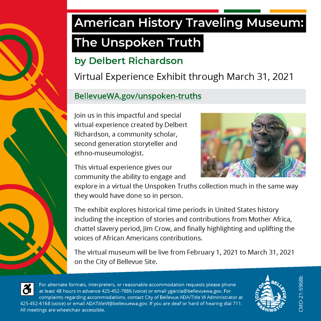 Informative flyer for the American History Travel Museum: The Unspoken Truth event.